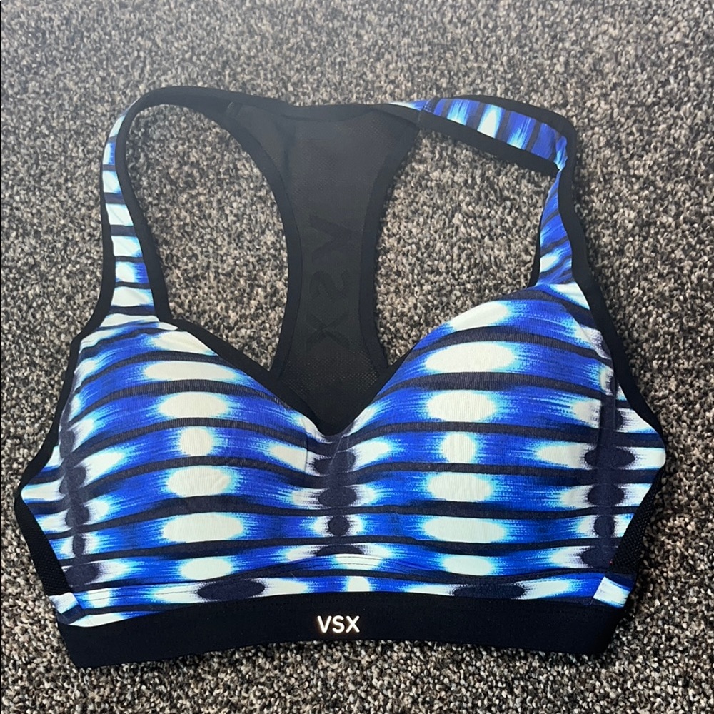 Victoria’s Secret VSX Sport Black & Blue Print Sport Bra